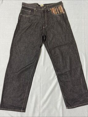 Vintage Blac Label Denim Jeans Men's 36/32 Blue Baggy Embroidered Grunge